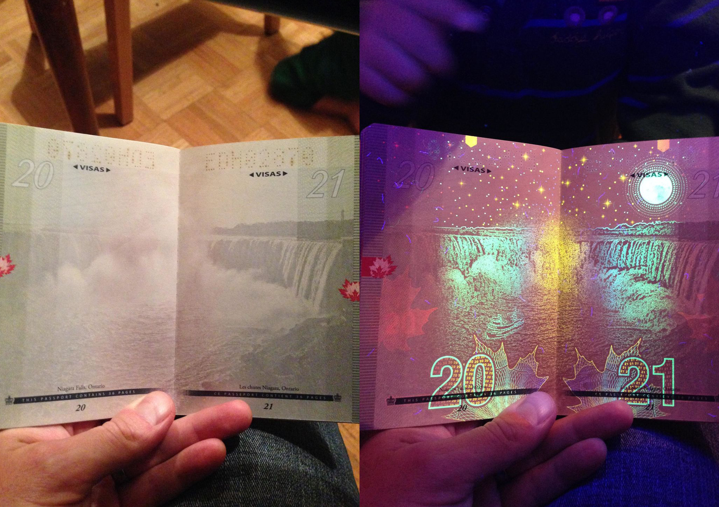 Паспорт Канады в ультрафиолете