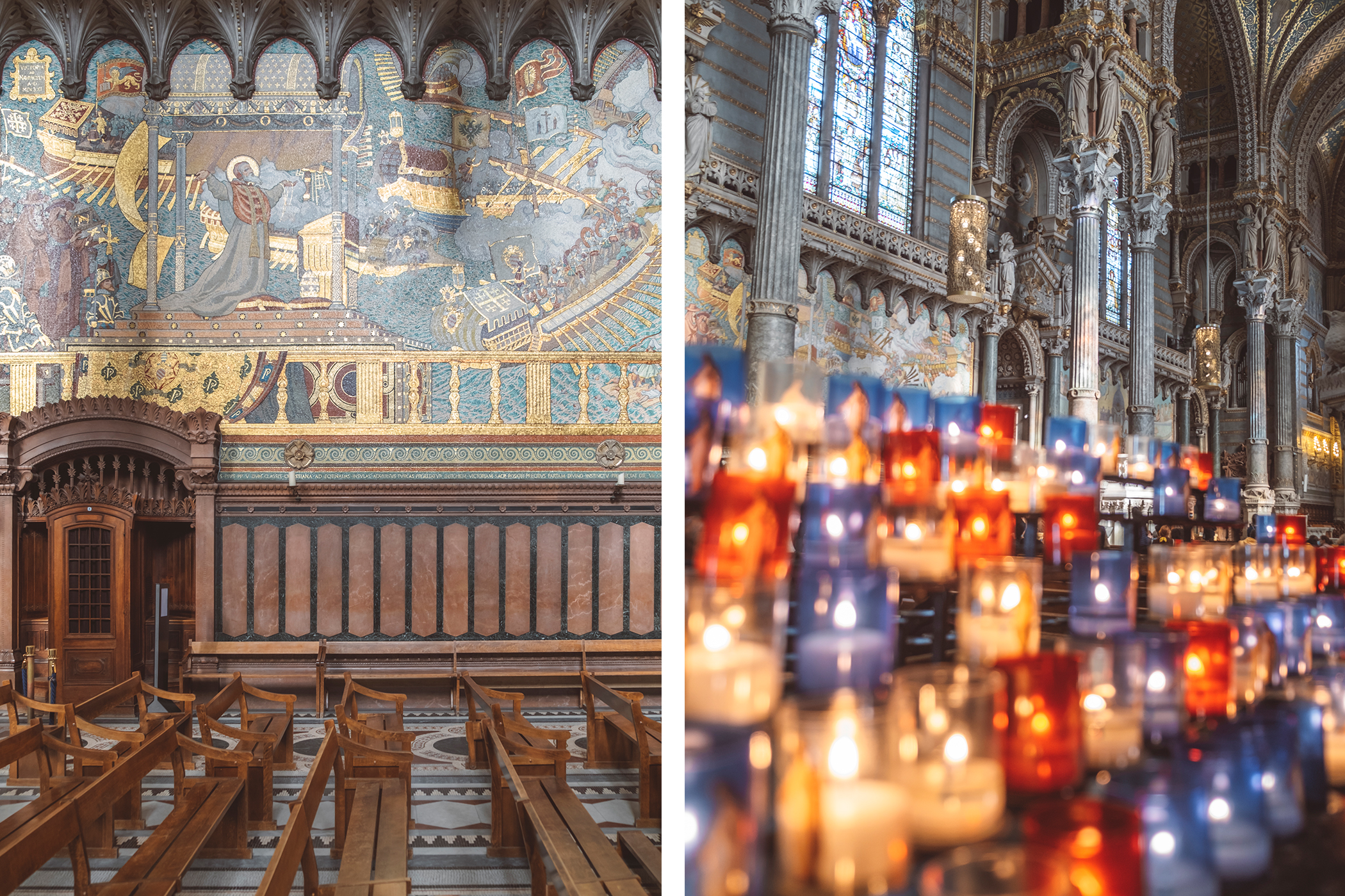 Les décorations intérieur de la Basilique Notre Dame de Fourvière sont magnifiques