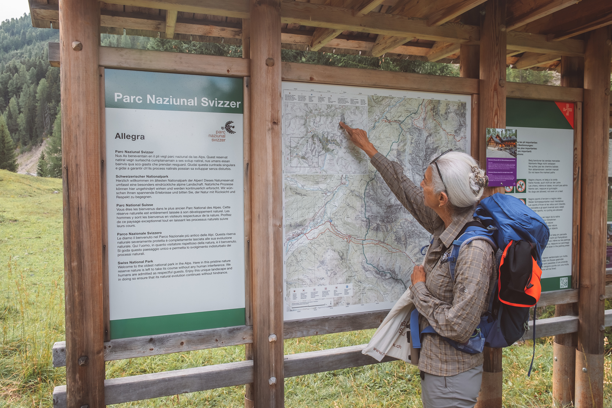 Plan du parc national suisse aux Grisons