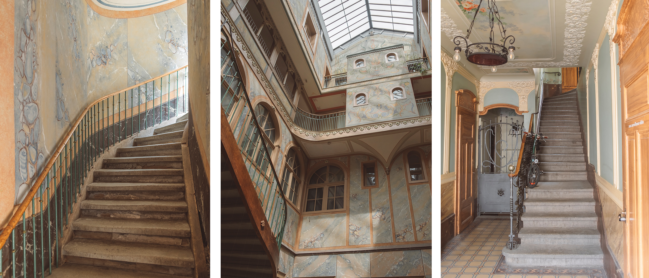 Les cages d'escaliers à l'intérieur des bâtiments, paradis de l'art nouveau