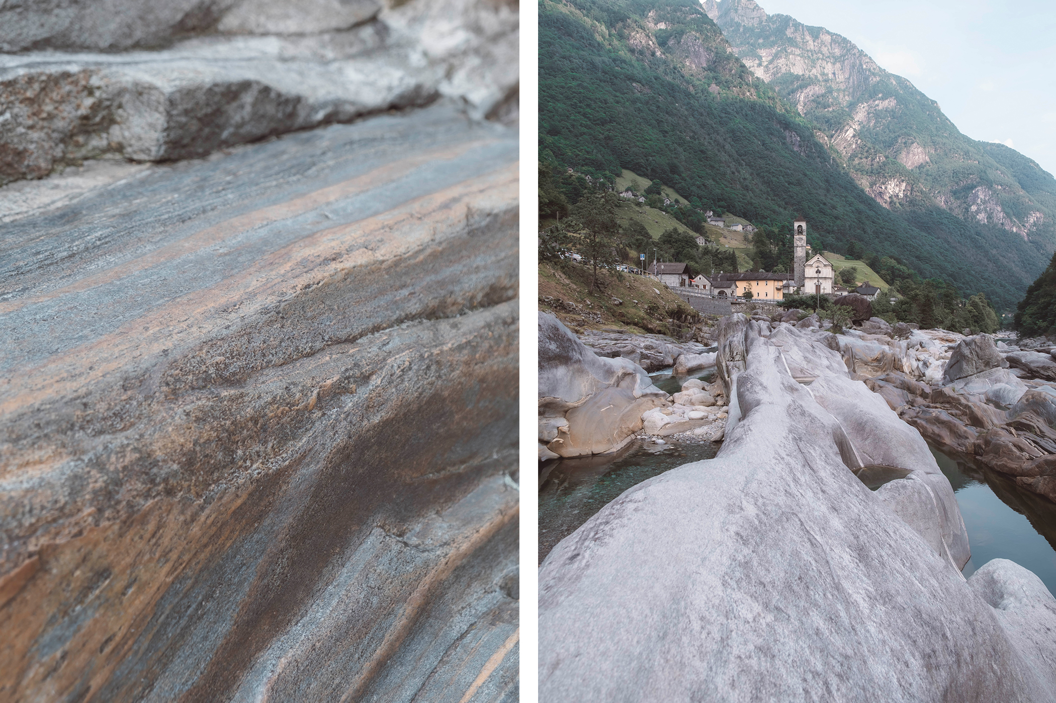 La roche atypique du Val Verzasca, lissée par le passage des eaux et du temps