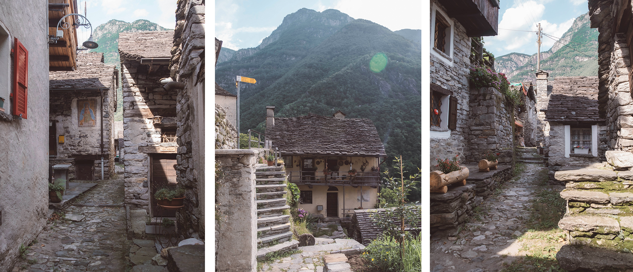 Les maisons biscornues en pierre de Corippo font tout le charme du village
